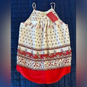 Allison Joy at Evereve Halter Tank Blouse Medium strappy paisley and floral new